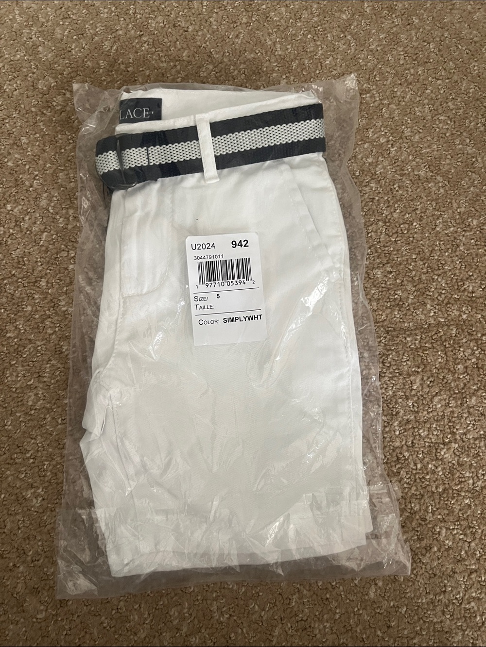 The Children's Place White Kids Shorts with Navy Belt